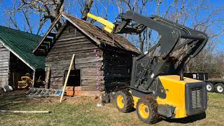 Antique Hand Hewn Log Barn Repair and Restoration Ep 75 SD 480p [upl. by Aranat596]