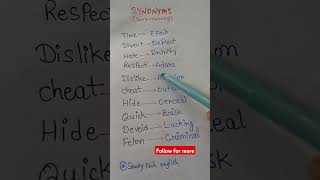 Synonymssame meaningenglishlearningyoutubeshort englishlanguagegrammarruleenglishtipssynonyms [upl. by Hulda]