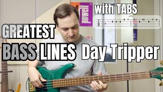 Greatest BASS LINES quotDay Tripperquot EASY lesson with TABS [upl. by Eirroc387]