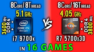 i7 9700k vs Ryzen 7 5700x3D Test in 16 Games or i7 9700K OC vs R7 5800x3D [upl. by Earej]