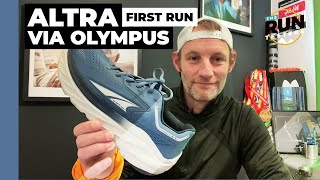 Altra Via Olympus First Run Review Early impressions on Altras highest stack road shoe [upl. by Itoc]