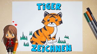 Tiger einfach malen für Kinder  ab 9 Jahren  Malen mit Evi  deutsch [upl. by Refotsirk924]