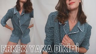 540₺ Takımı 15₺ Diktim  PRATİK ERKEK YAKA KALIBI ÇIKARMA amp DİKME  Sew a tailor collar easy steps [upl. by Trabue]