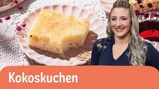 Saftiger Kokoskuchen vom Blech 🥥🍰  REWE Deine Küche [upl. by Nylakcaj]