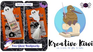 Free In the hoop Halloween Ghost Bookmark Video [upl. by Natfa617]