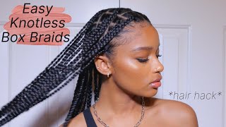 EASIEST KNOTLESS BOX BRAID TUTORIAL EVER  THICK HAIR HACK [upl. by Gora]