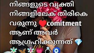 നിങ്ങളുടെ വ്യക്തി നിങ്ങളിലേക് തിരികെ വരുന്നു ♥️comitment ആണ് അവർ ആഗ്രഹിക്കുന്നത് 💎🧚🏻‍♂️🦋🧚🏻‍♀️💗💍🧿 [upl. by Siram]