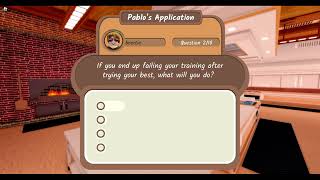 Pablos Italiano Restaurant Job Interview Application Quiz Answers 2024 ROBLOX [upl. by Niala]