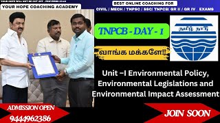 TNPCB AE 2025 Environmental Policy Environmental Legislations and Environmental Impact Assessment [upl. by Renba]