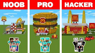 Minecraft NOOB vs PRO vs HACKER FAMILY MCDONALDS HOUSE BUILD CHALLENGE  Animation [upl. by Pollack]