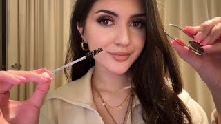 ASMR Brushing Your Brows amp Lashes  tingly personal attention [upl. by Normalie]