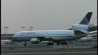 Continental DC10 Awesome roll in takeoff at Newark amp and the norm at Amsterdammp4 [upl. by Cirdor]