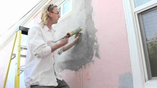 cracks in exterior plaster walls use caulking [upl. by Gerda351]