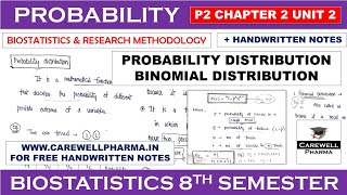 Binomial distribution  Biostatistics 8th Semester  Carewell Pharma [upl. by Basilio350]