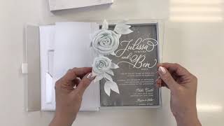 Floral Fantasy boxed acrylic wedding invitation [upl. by Athal221]