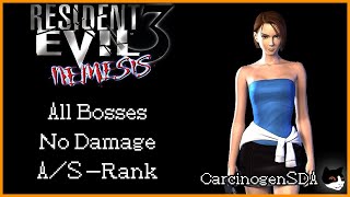 No Commentary Resident Evil 3 PS1  All Bosses No Damage Hard S Rank [upl. by Mayhew]