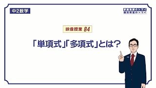 【中２ 数学】 式の計算１ 単項式と多項式 （５分） [upl. by Scott]