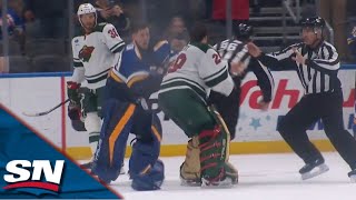 Jordan Binnington Loses It On Ryan Hartman And Chaos Ensues As MarcAndre Fleury Drops His Gloves [upl. by Knah]