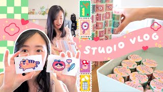 ☀ STUDIO VLOG ☀ Unboxing Washi Tape amp Patches Designing New Stickers Counting Inventory amp more [upl. by Ardnuhsal287]