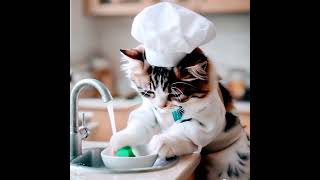 Cat Work in kitchen cat happymood foryoupage youtubeshorts [upl. by Kcirded177]