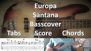 Santana with Europa Bass Cover Score Tabs Chords Transcription [upl. by Ackerman]