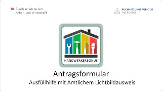 Ausfüllhilfe Antragsformular Handwerkerbonus mit Amtlichem Lichtbildausweis [upl. by Eirellav875]