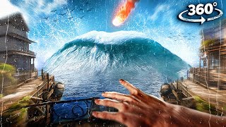 360° Parkour Chase  Tsunami Wave Hits Seaside Town VR 360 Video 4k ultra hd [upl. by Macknair426]