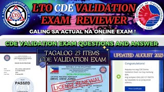 LTO CDE ONLINE VALIDATION EXAM REVIEWER Questions amp Answers DRIVERS LICENSE RENEWAL TAGALOG 2023 [upl. by Ecirpac]