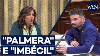 Rufián la llama quotpalmeraquot esta le responde quotimbécilquot [upl. by Berglund]