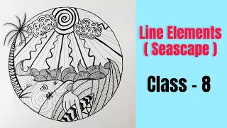 Line Elements seascape drawing  class  8  art and craft [upl. by Rehpretsirhc]