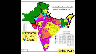 Map of India Pakistan in 1947 history map geography [upl. by Gorrian]