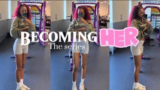 Becoming HER 🍒 ep2  ASMR Gym  school work [upl. by Newel]