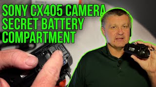 Sony CX405 Camcorder Secret Battery Compartment [upl. by Ecnarepmet]