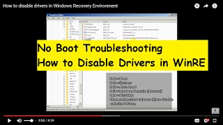 Windows No Boot Troubleshooting Tutorial  How to disable drivers in Windows Recovery Environment [upl. by Yregerg]