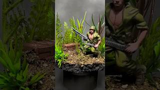 Army men painting US Army Machine Gunner jungle diorama [upl. by Barnaba]