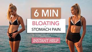 6 MIN BLOATING  STOMACH PAIN RELIEF  exercises stretches amp massaging I quick help [upl. by Leviralc]