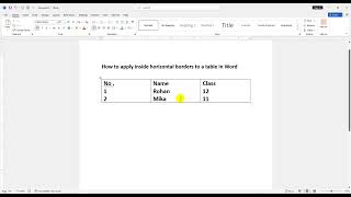 How to apply inside horizontal borders to a table in Word [upl. by Akehsal129]