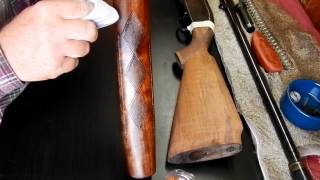 Refinishing A Gun Stock Using Boiled Linseed Oil  Winchester Model 50 Shotgun [upl. by Childs]