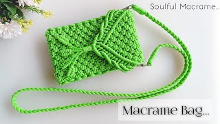 DIY  Macrame mini phone bag tutorial  Bolsa de macrame  how to make macrame bag  macrame purse [upl. by Larual]