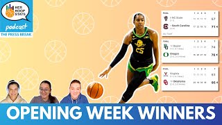 Biggest NCAA womens basketball openingweek winners  Unrivaled mustsee players  The Press Break [upl. by Nnayt]