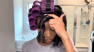 HOW TO STRAIGHTEN NATURAL HAIR WITHOUT HEAT DAMAGE  MAGNETIC ROLLER SET ON NATURAL HAIR [upl. by Aihn]