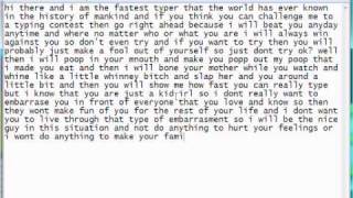 The fastest typer in the entire world crazy fast 336 words in 33 seconds [upl. by Wilkens13]