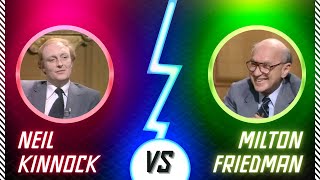 Milton Friedman CLASHES with Leftist Neil Kinnock in FIERCE debate 1980 [upl. by Aivlys122]