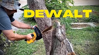 20v brushless dewalt chainsaw in action [upl. by Pirnot]