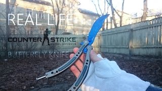 CSGO BUTTERFLY KNIFE IN REAL LIFE  CutSs quotBlue Steel Upgradedquot knife Review and quotUnboxingquot [upl. by Aissac]