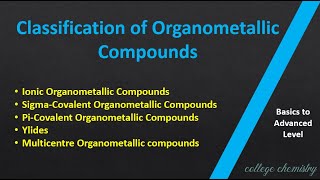 Classification of Organometallic Compounds Ionic  Sigma amp PiCovalent  Ylides  Multicentre [upl. by Lateh160]