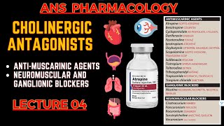 Cholinergic Antagonists  Parasympatholytics  Antimuscarinic Agents Neuromuscular blockers  L4 [upl. by Ytoc207]