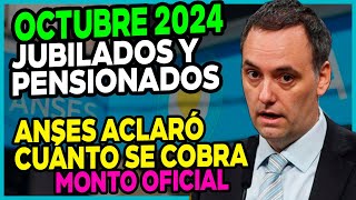 Tras la aclaración de ANSES en CUÁNTO quedó la JUBILACIÓN mínima de OCTUBRE 2024  PNC  AUH [upl. by Cavuoto933]