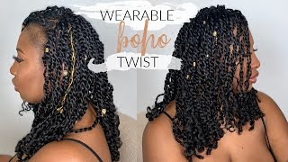 Wearable Cute Boho Twist  Mini Twist On Natural Hair Tutorial [upl. by Ytitsahc848]