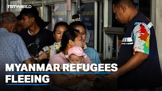 Myanmar conflict pushes refugees into Thailand [upl. by Ameg]